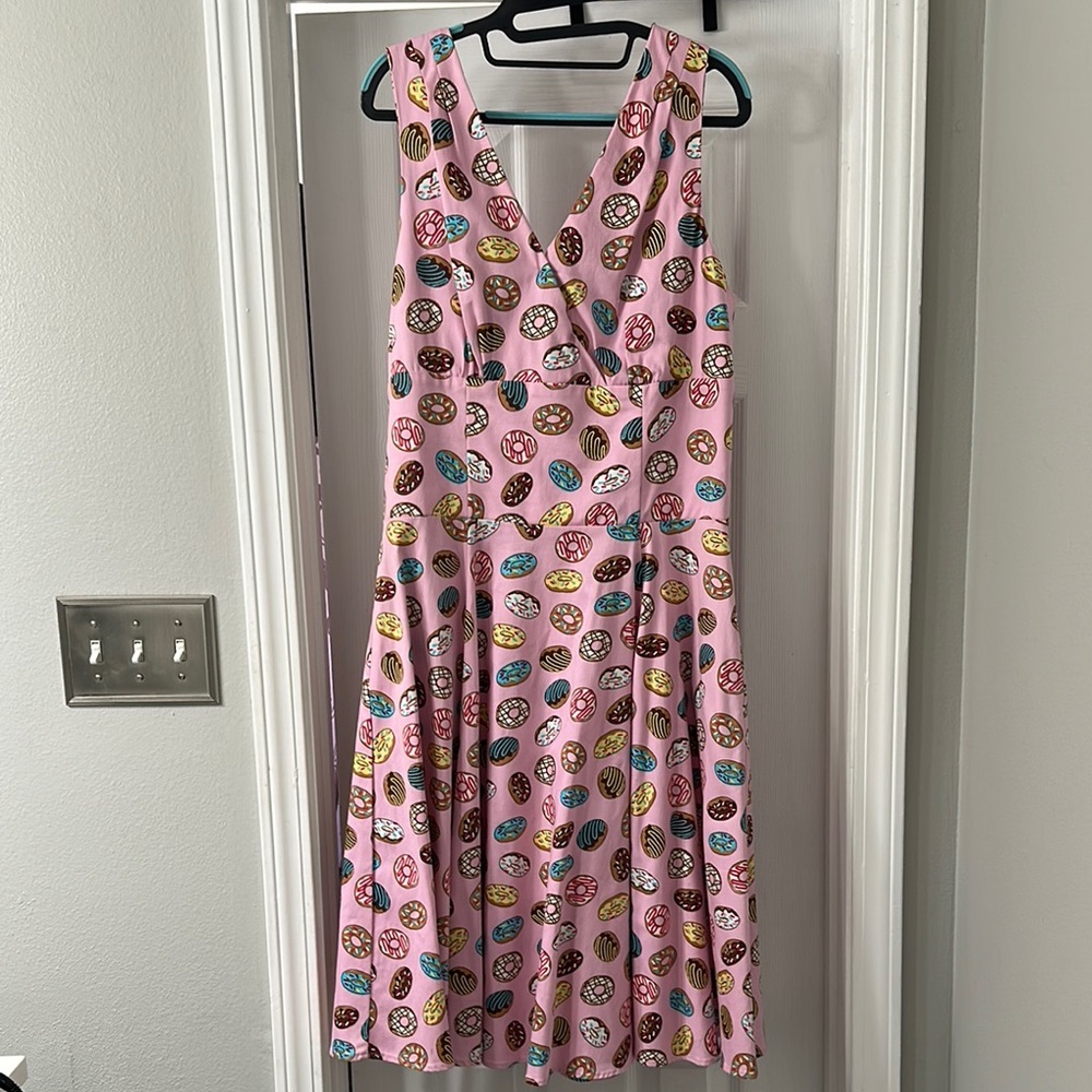 Pink Donut Print Pinup Dress
